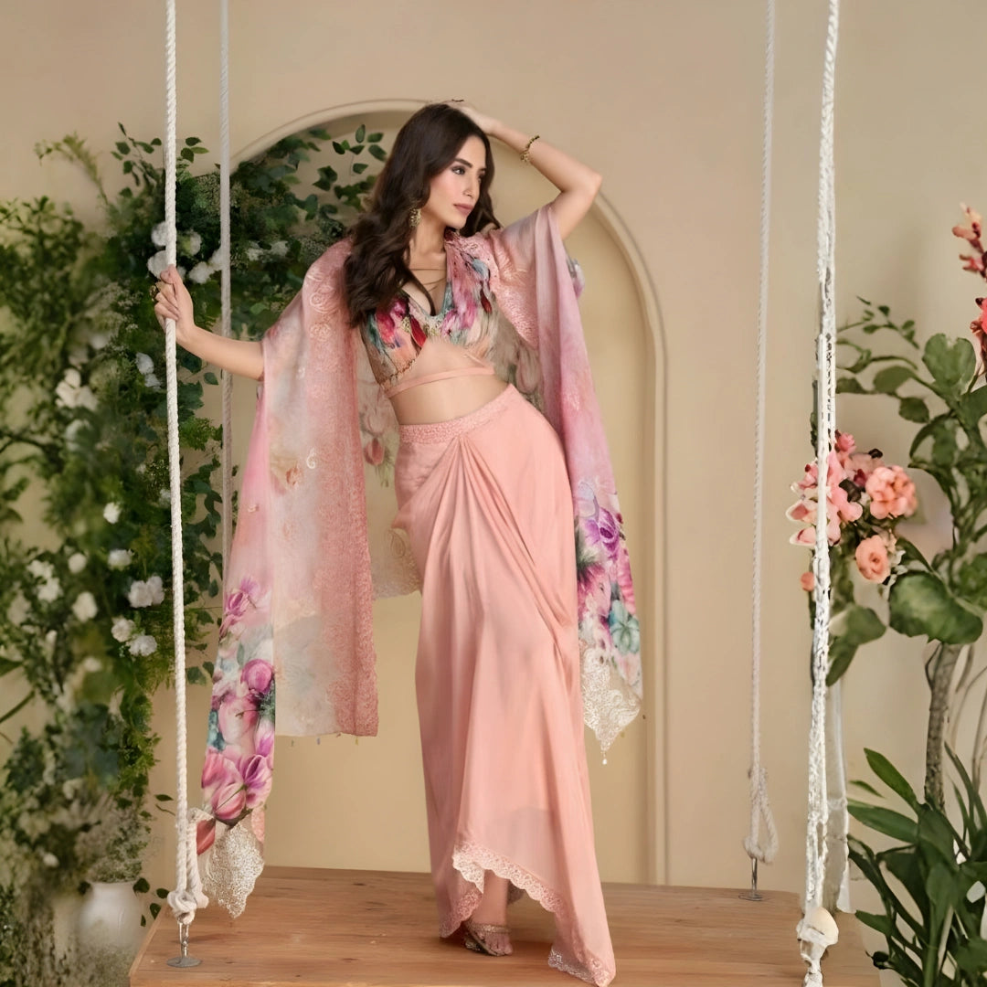 Sayuri Wonaya Embroidered Blouse with Plazzo & Dupatta