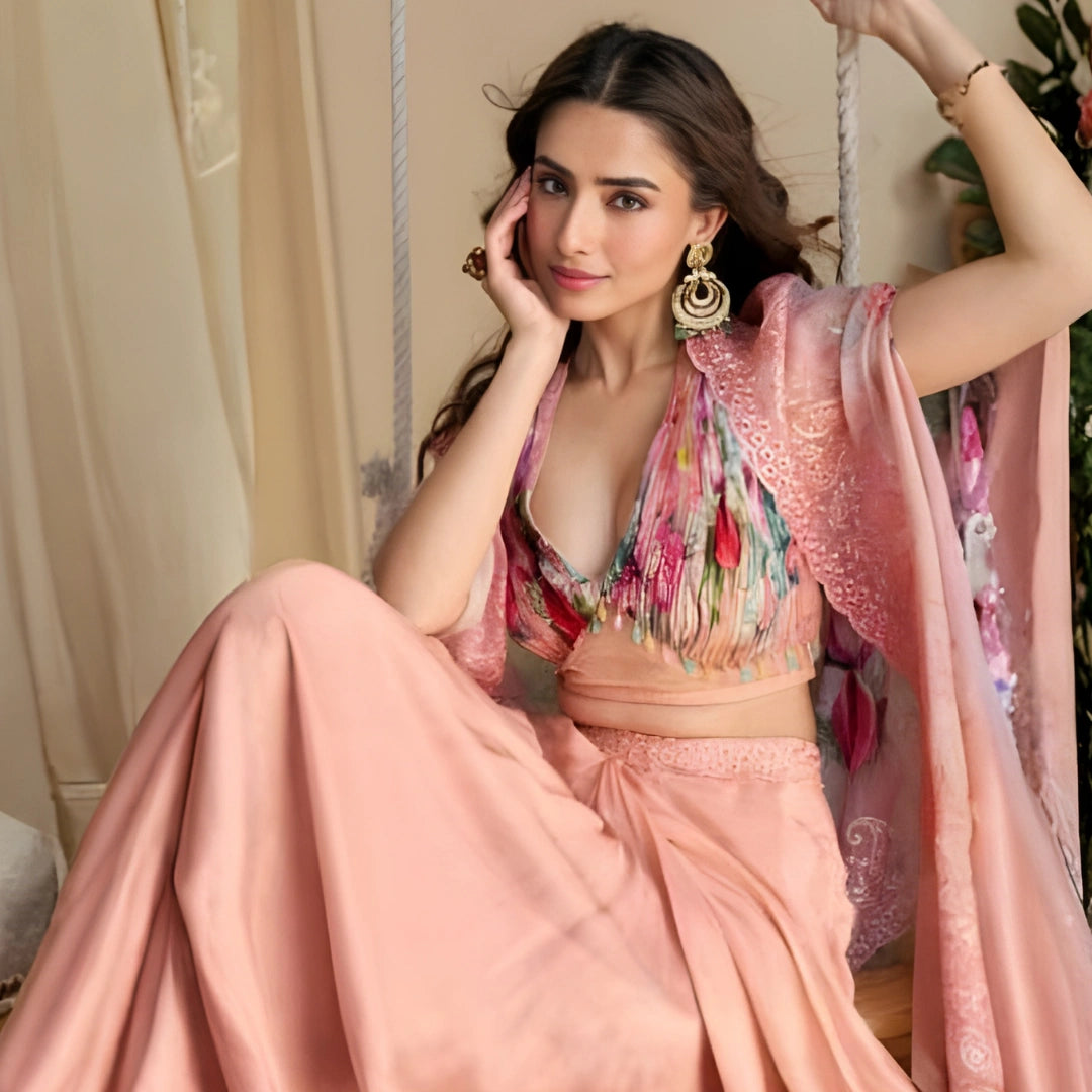 Sayuri Wonaya Embroidered Blouse with Plazzo & Dupatta