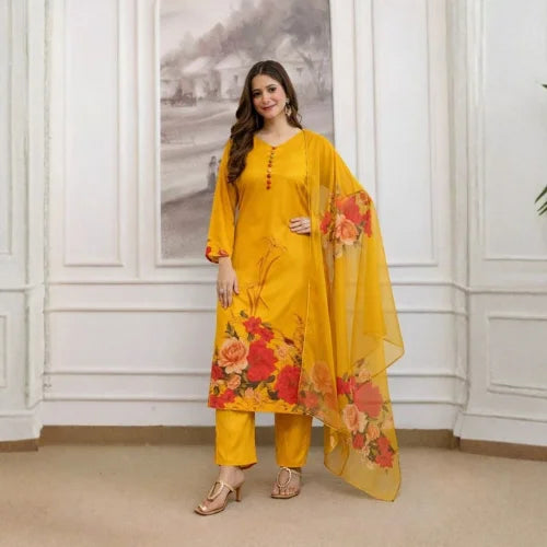 Heavy Soft Assam Silk Printed Suit Set