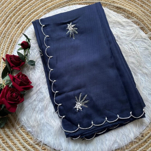 Madhumati Pearl Handwork Organza Saree