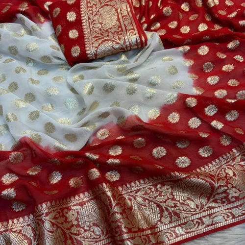 Riwaaz Red Jacquard Saree