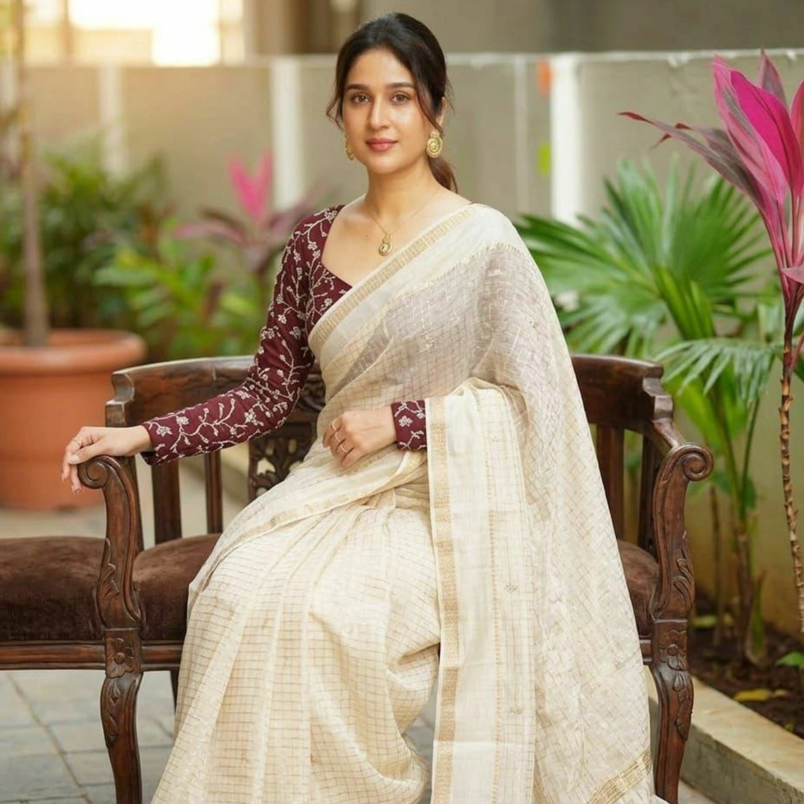 Pure Soft Glass Tissue Saree with Hand Appliqué Work