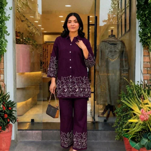 Heavy Rayon Embroidered Kurti & Palazzo Set