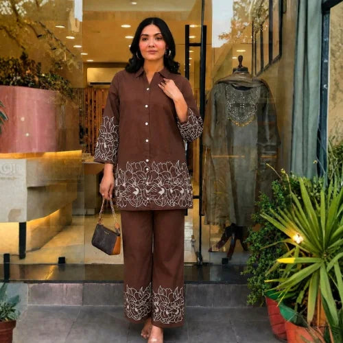 Heavy Rayon Embroidered Kurti & Palazzo Set
