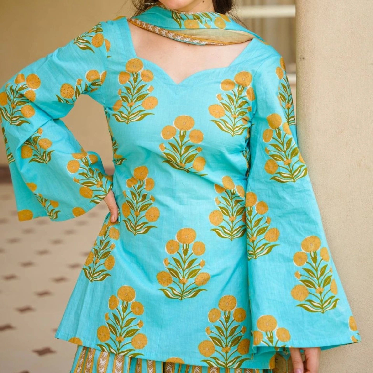 Ziya Cambric Cotton Printed Farshi Set