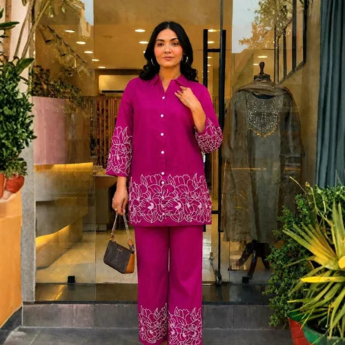 Heavy Rayon Embroidered Kurti & Palazzo Set