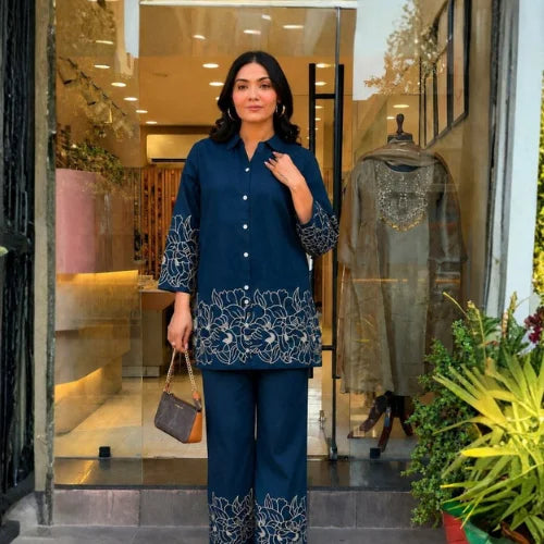Heavy Rayon Embroidered Kurti & Palazzo Set