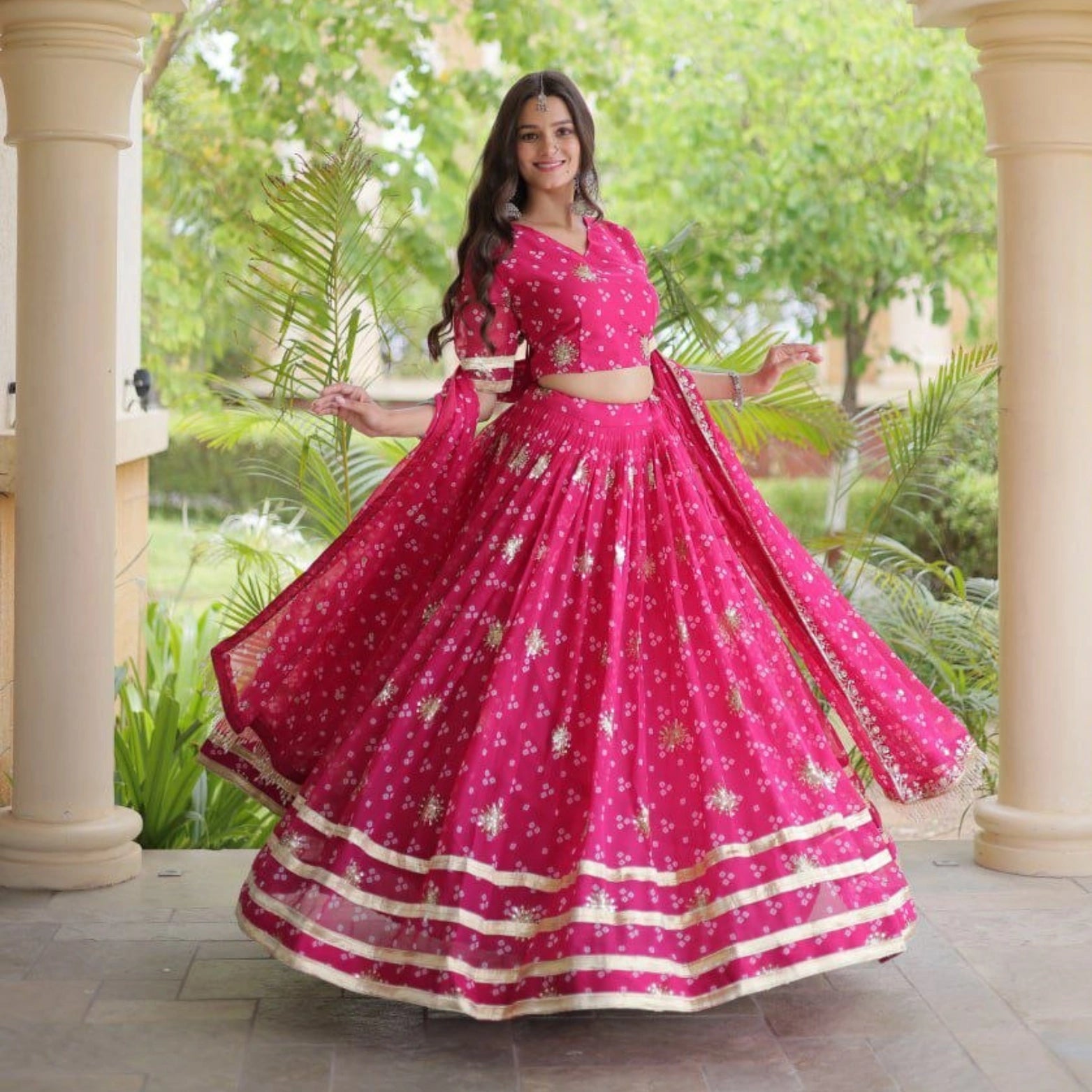 Riwaayat Bandhej Zari Lehenga Set