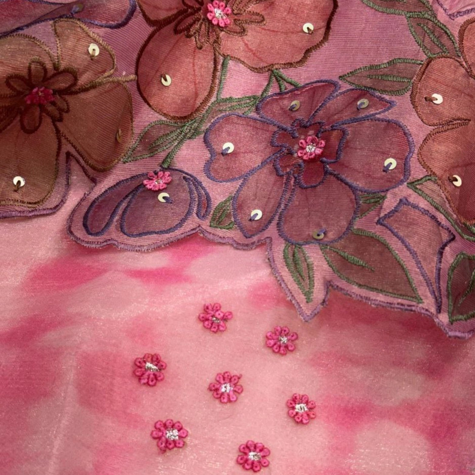 Pure Soft Glass Tissue Saree with Hand Appliqué Work