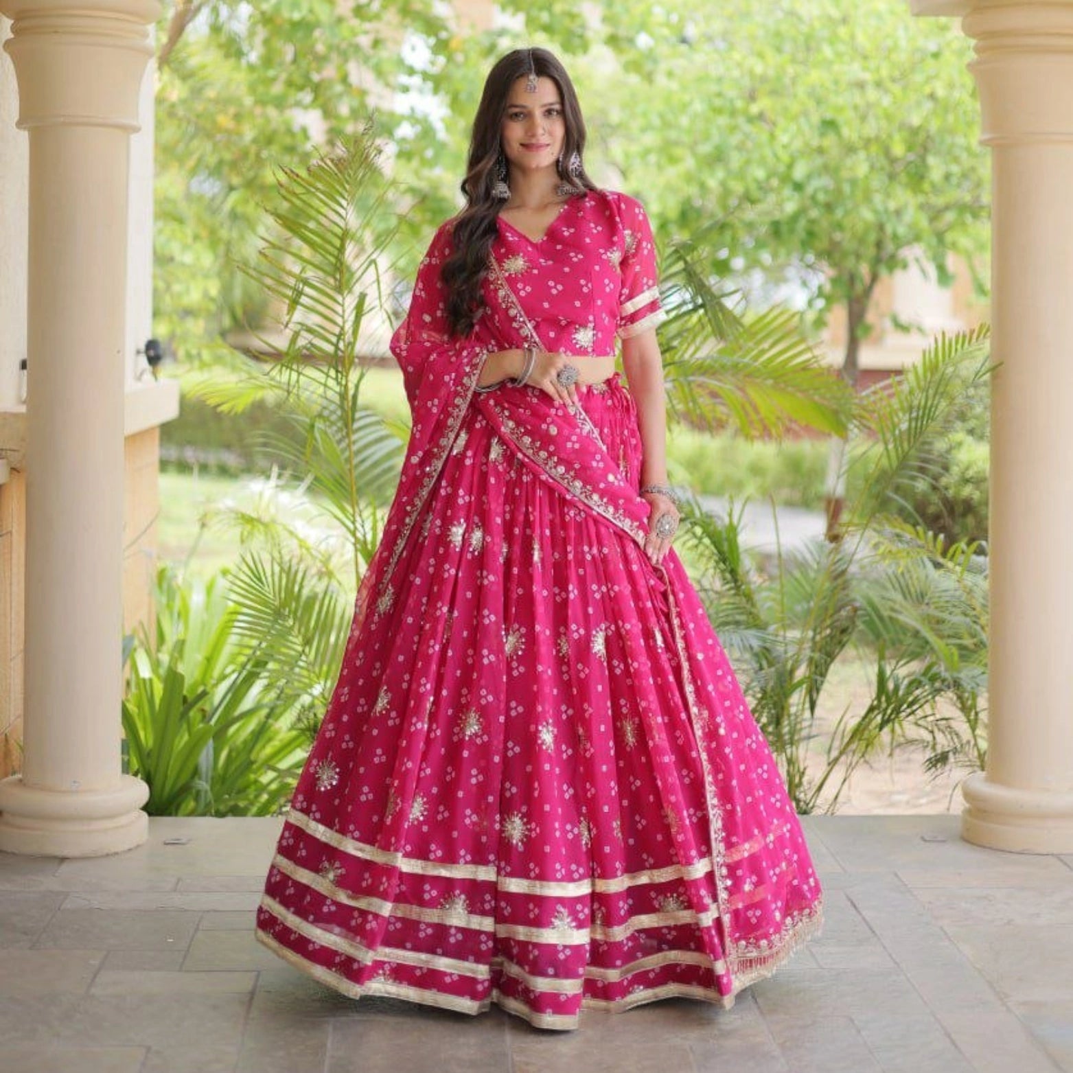 Riwaayat Bandhej Zari Lehenga Set