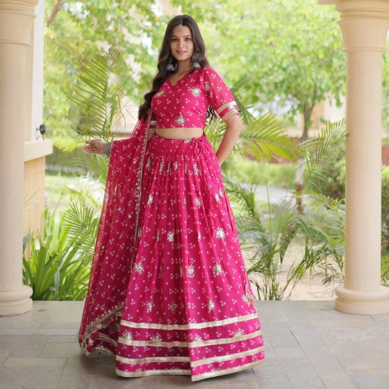 Riwaayat Bandhej Zari Lehenga Set