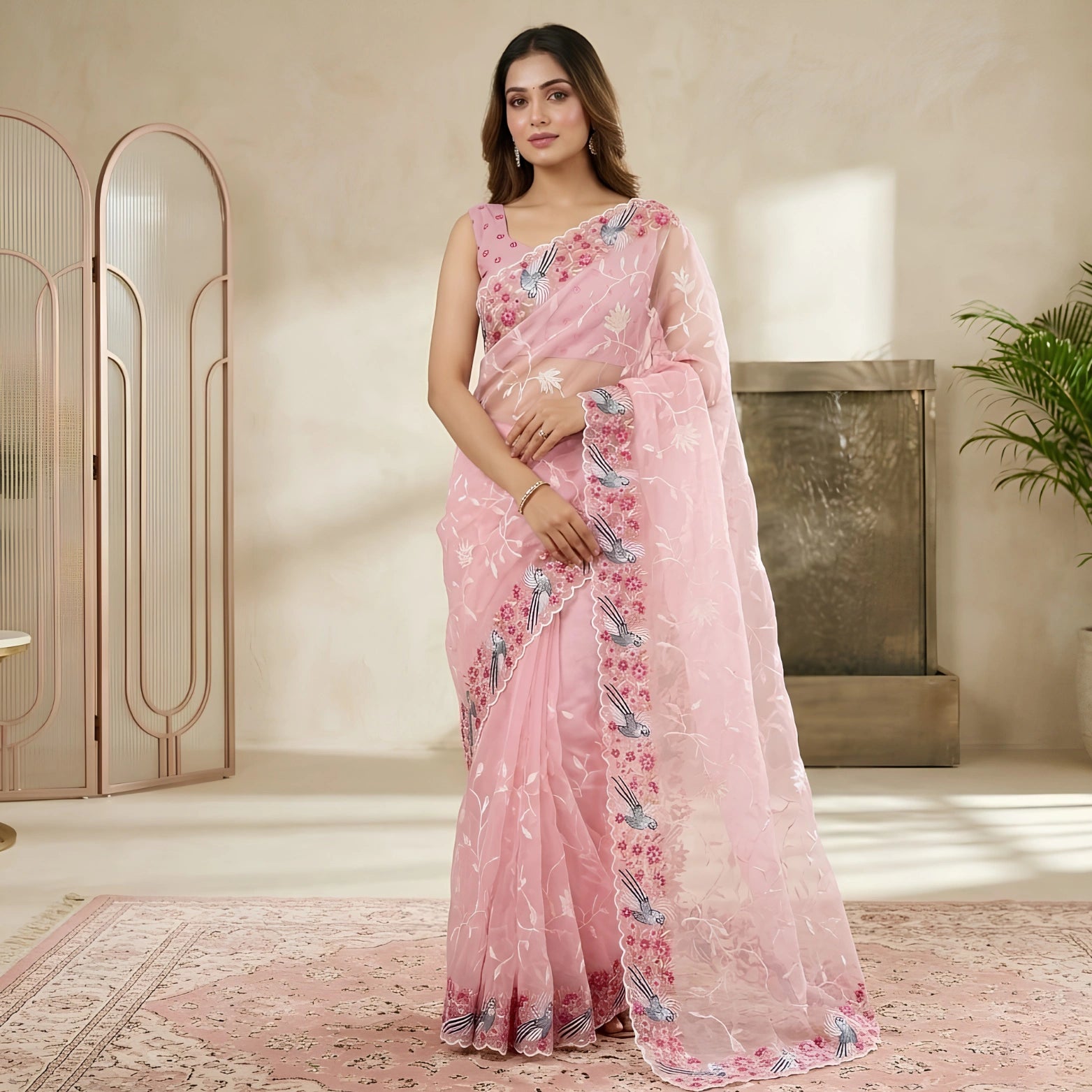 Premium Soft Organza Silk Saree with Multithread Embroidery & Sequins