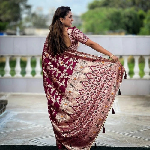 Flower Valley Meenakari Dolla Silk Saree