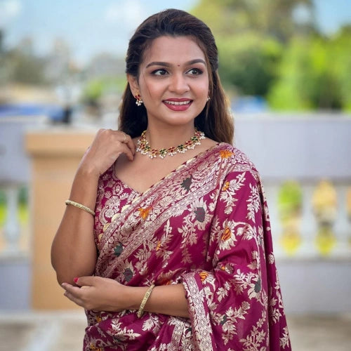 Flower Valley Meenakari Dolla Silk Saree