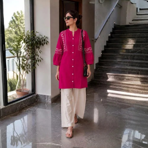 Heavy Rayon Embroidered Kurta Palazzo Set