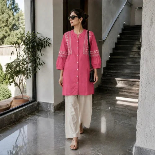 Heavy Rayon Embroidered Kurta Palazzo Set