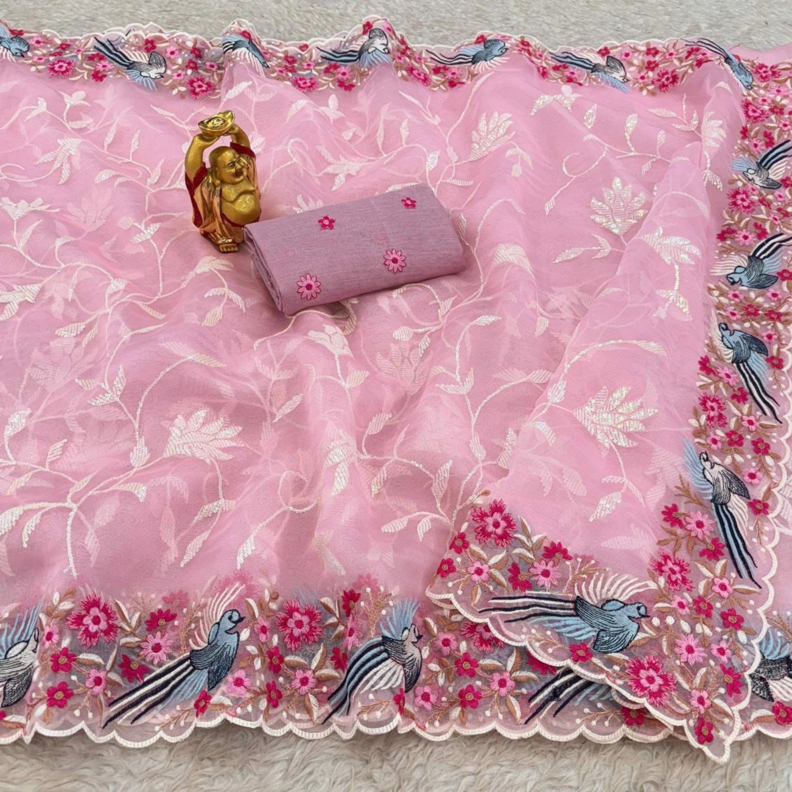 Premium Soft Organza Silk Saree with Multithread Embroidery & Sequins