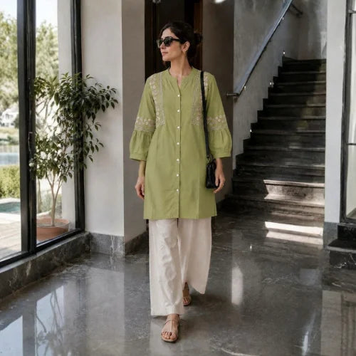 Heavy Rayon Embroidered Kurta Palazzo Set