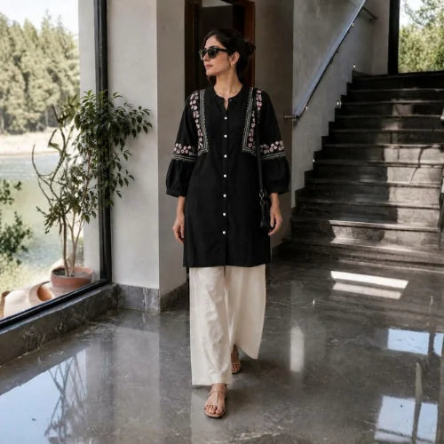 Heavy Rayon Embroidered Kurta Palazzo Set