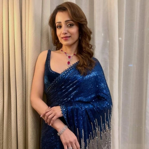 Midnight Shimmer Cascade Saree