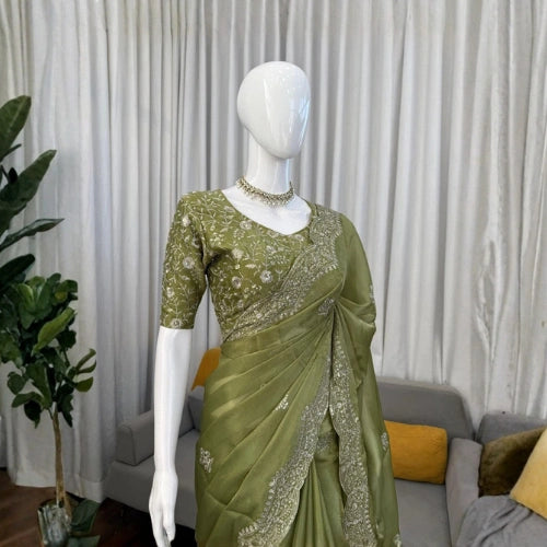 Zareen Olive Luxe Saree