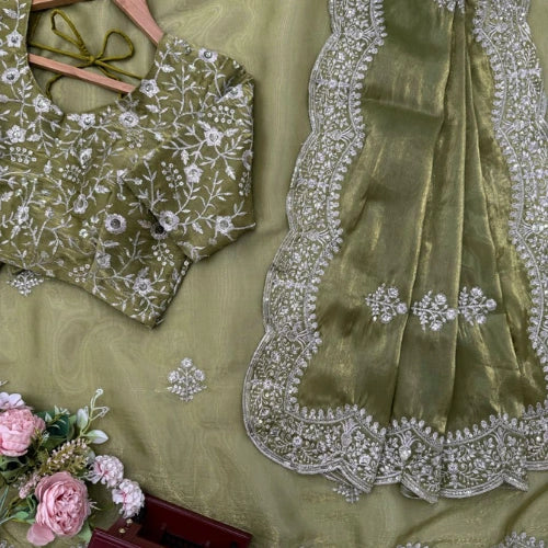 Zareen Olive Luxe Saree