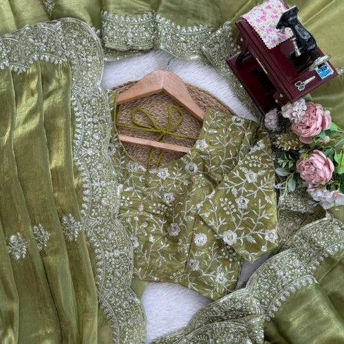 Zareen Olive Luxe Saree