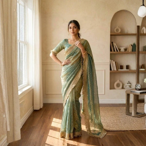 Maharani Royale Moss Satin Saree