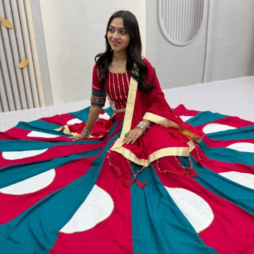 Aabha Gamthi Multicolour Kali Lehenga Set