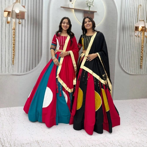 Aabha Gamthi Multicolour Kali Lehenga Set