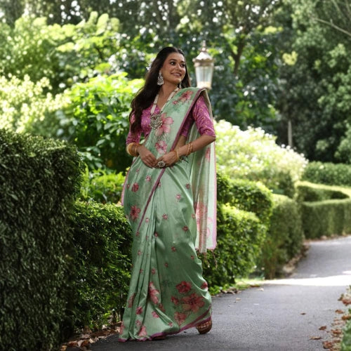Gulbahar Floral Tussar Silk Saree