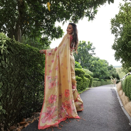 Gulbahar Floral Tussar Silk Saree