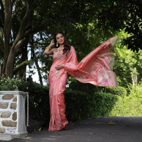Gulbahar Floral Tussar Silk Saree