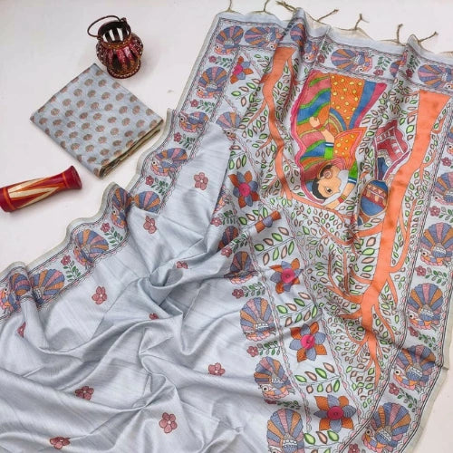 Madhubani Grace Tussar Silk Saree