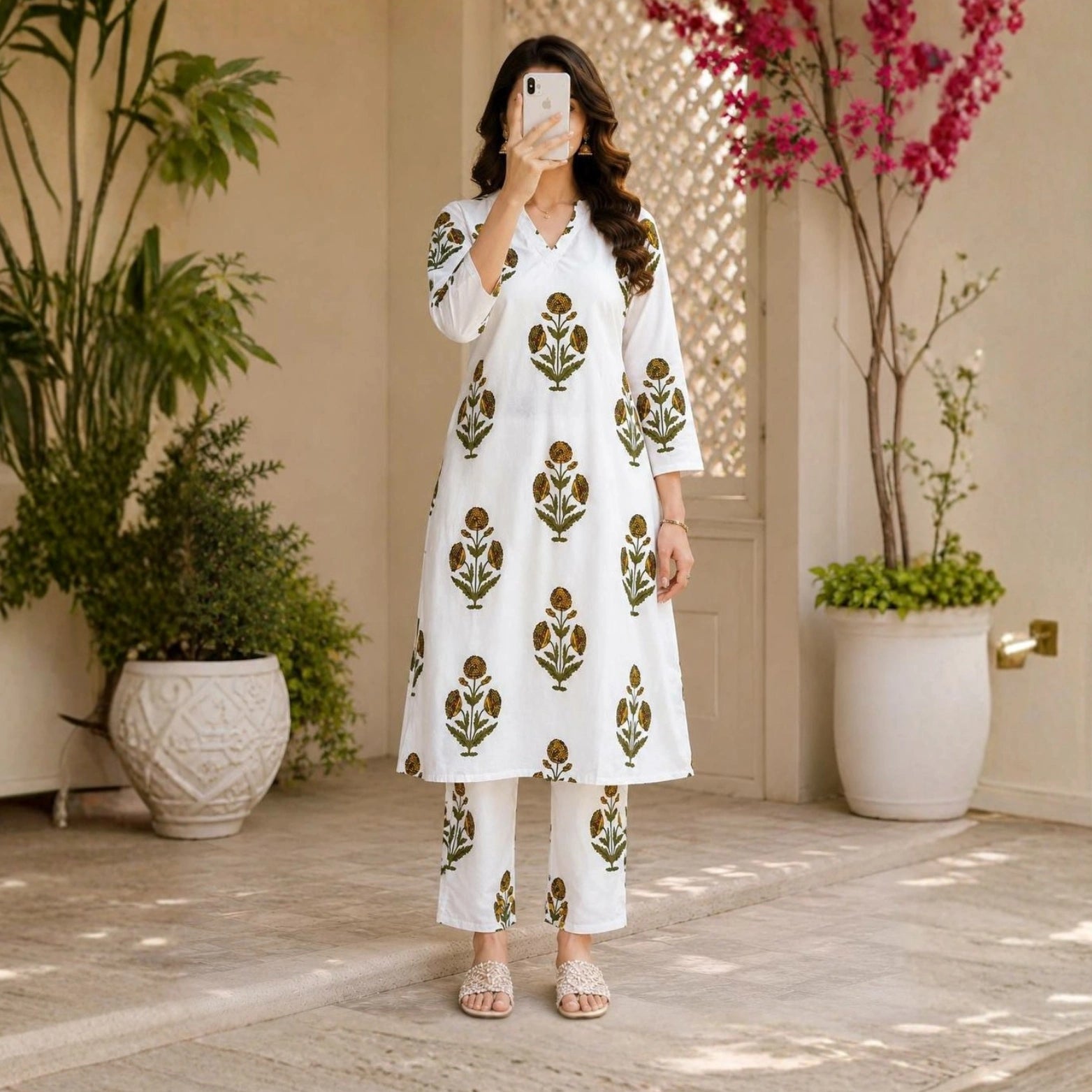 Maria Rayon Slub Printed Kurta Pant Set