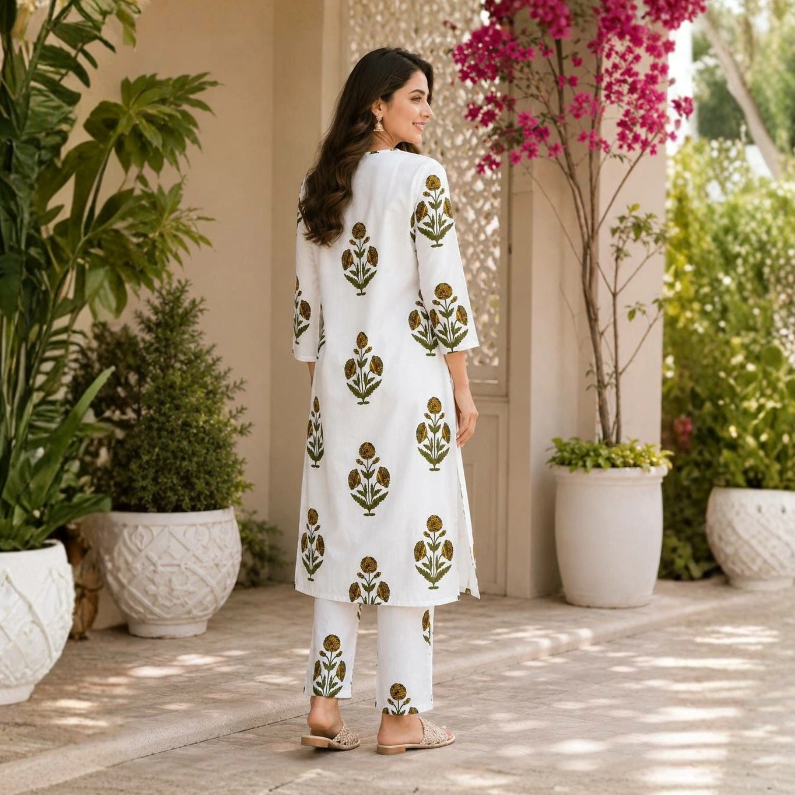 Maria Rayon Slub Printed Kurta Pant Set