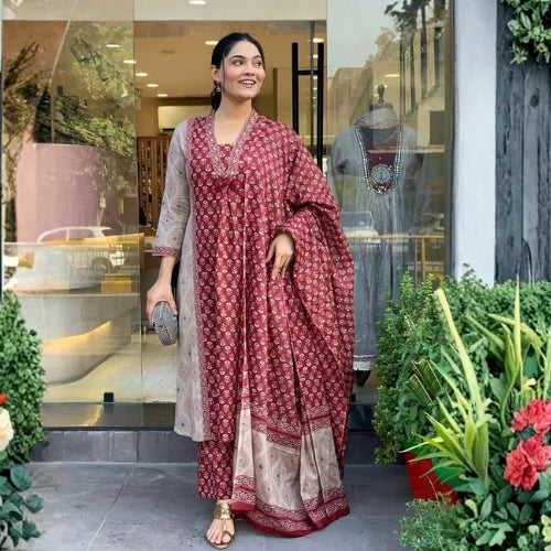 Sharmili Jaipur Pure Cotton 3-Piece Suit Set