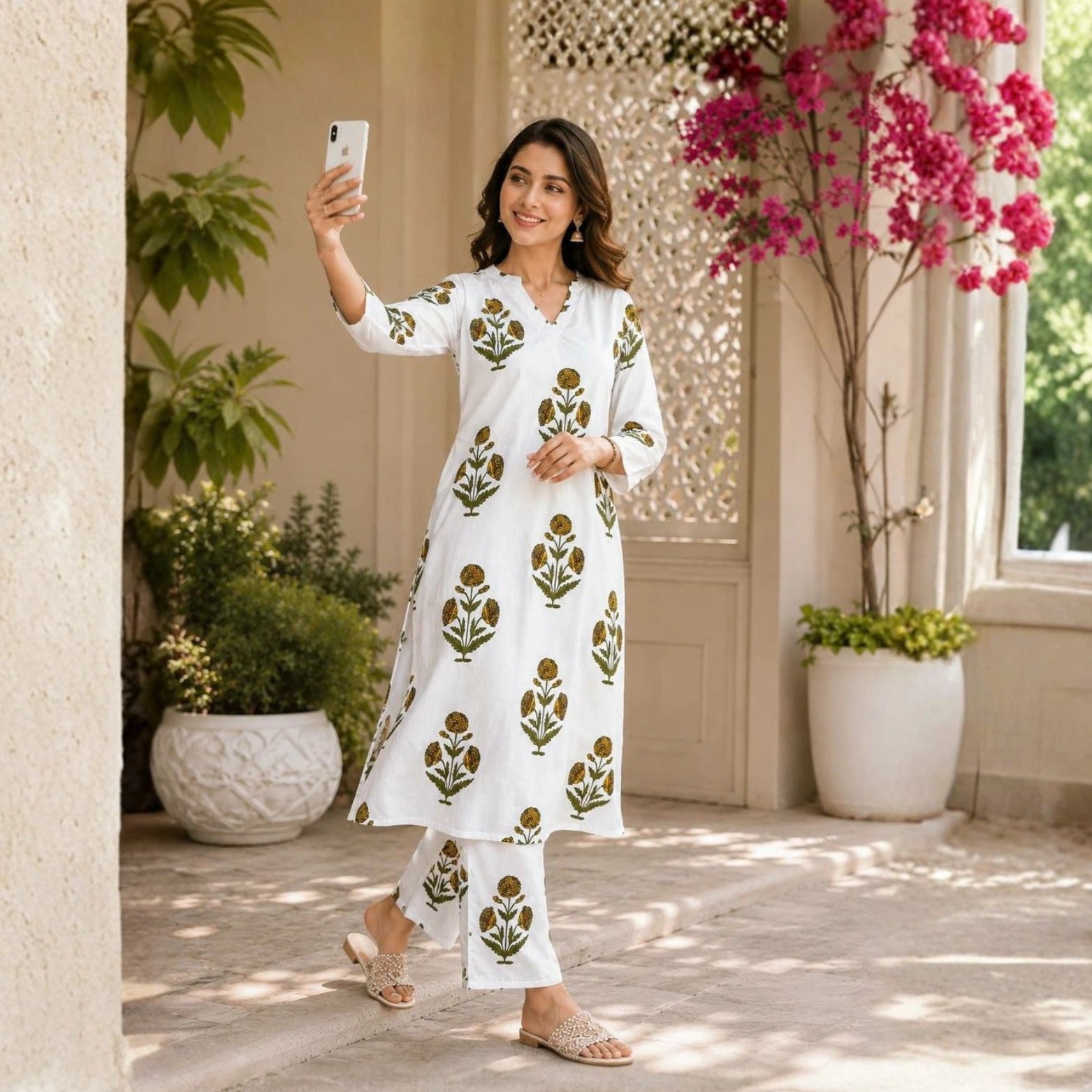 Maria Rayon Slub Printed Kurta Pant Set