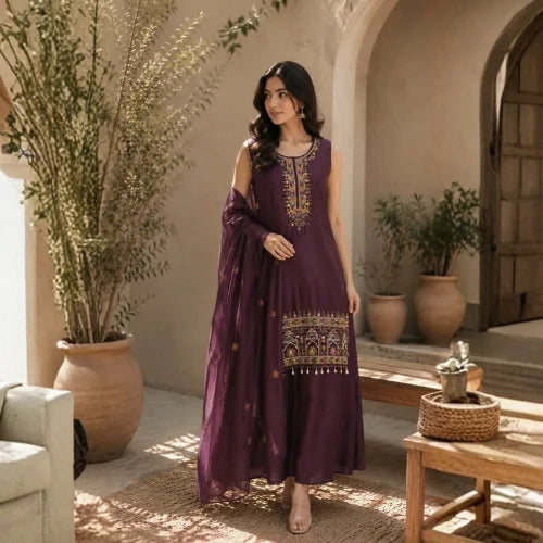Premium Chinon Designer Kurti Palazzo Set