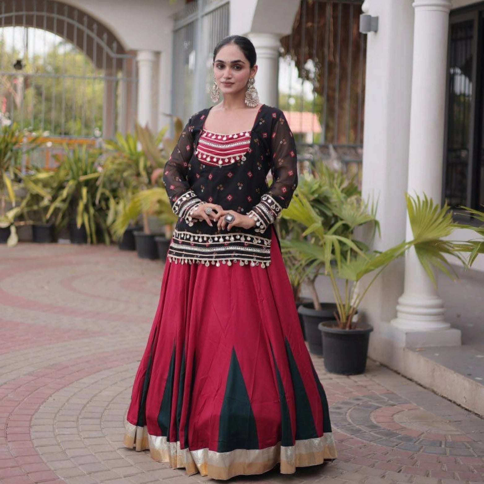 Riwaayat Kutchi Kali Lehenga Set