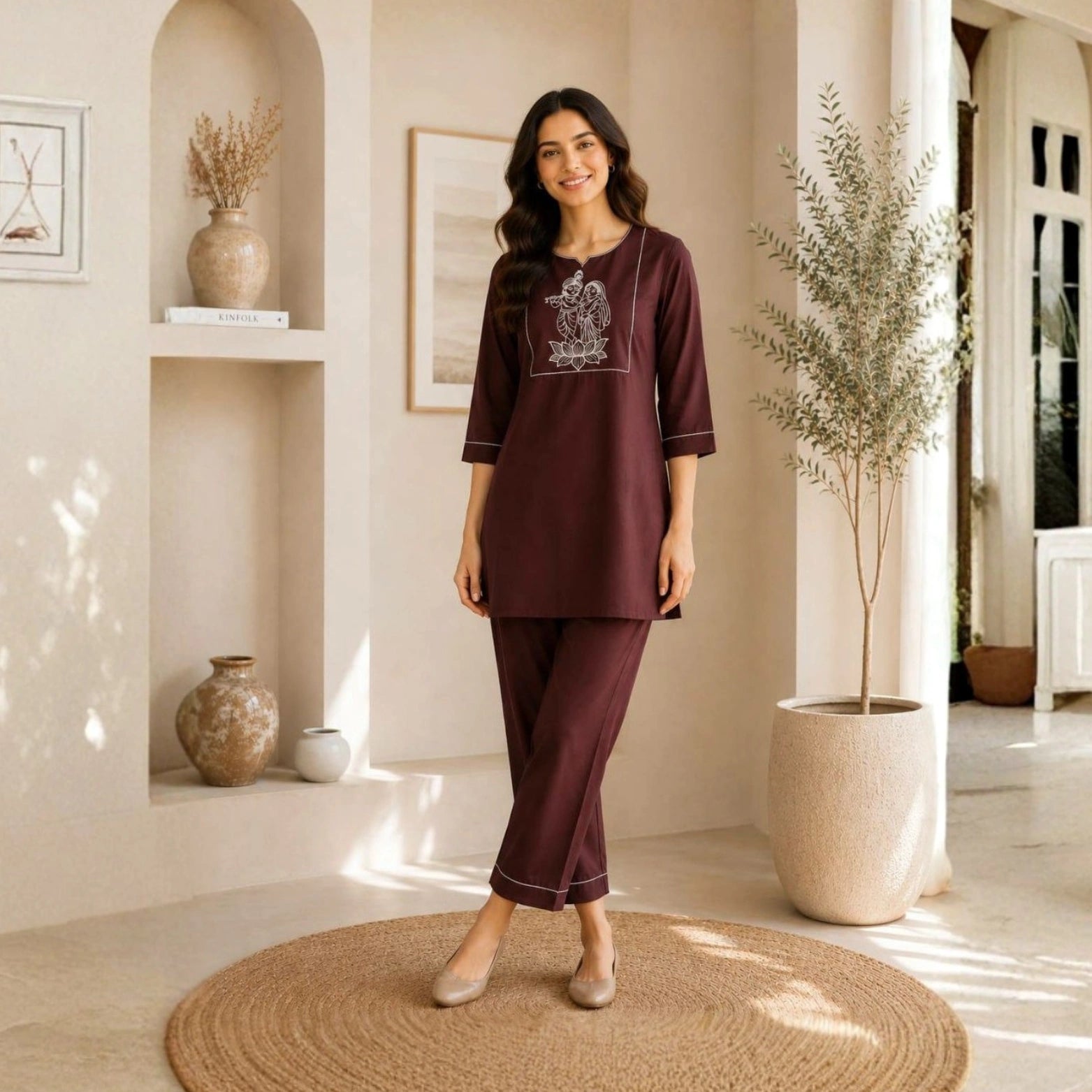 Premium Slub Cotton Kurti Palazzo Set