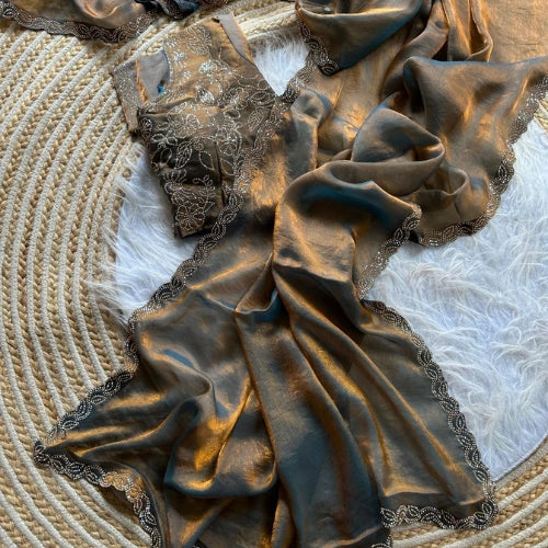 Zarina Jarkan Satin Silk Saree