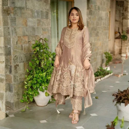 Aarohi Fendi Silk Embroidered Set
