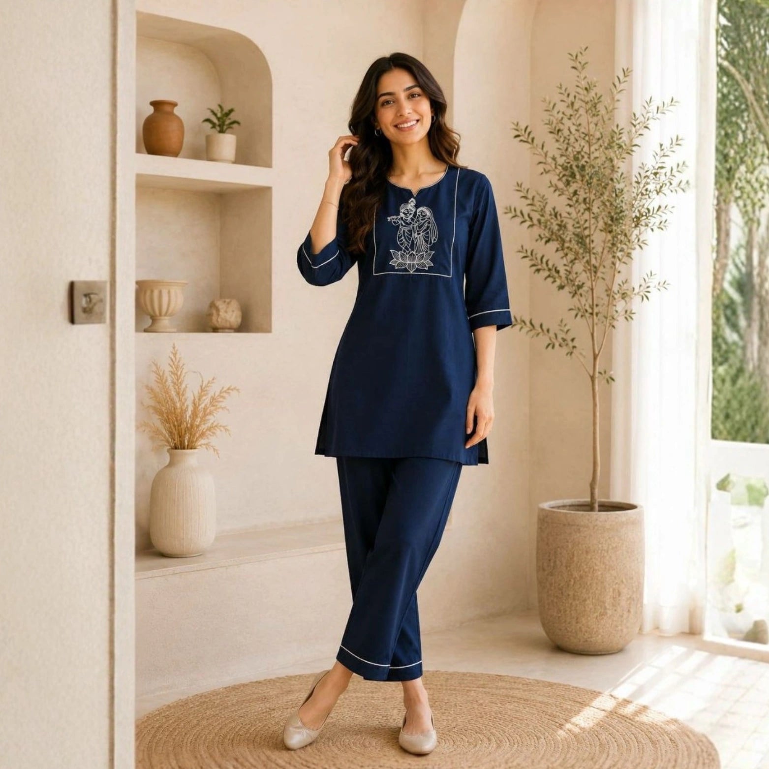 Premium Slub Cotton Kurti Palazzo Set