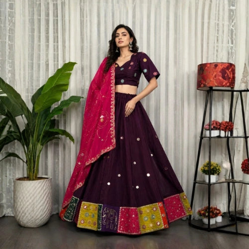 Gulbahar Aari Mirror Embroidered Lehenga Set