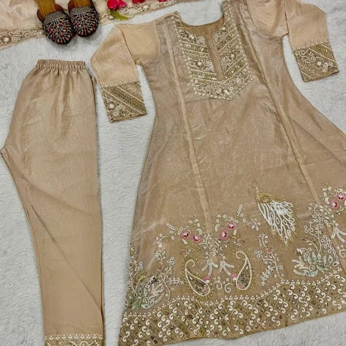 Aarohi Fendi Silk Embroidered Set