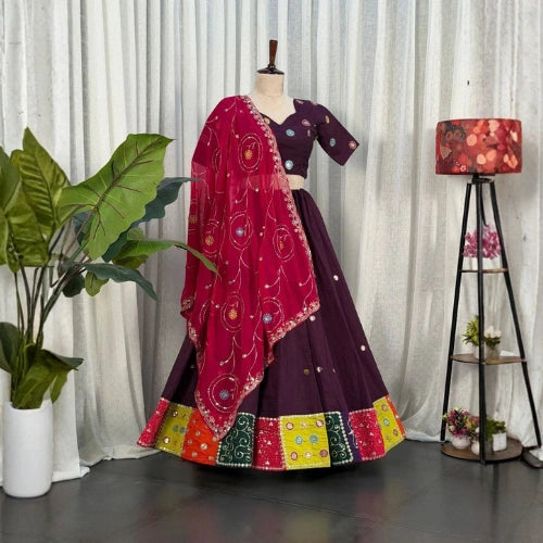 Gulbahar Aari Mirror Embroidered Lehenga Set