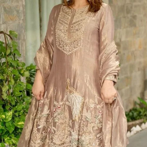 Aarohi Fendi Silk Embroidered Set
