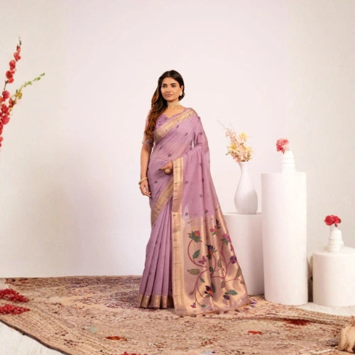 Mayura Paithani Muga Cotton Saree