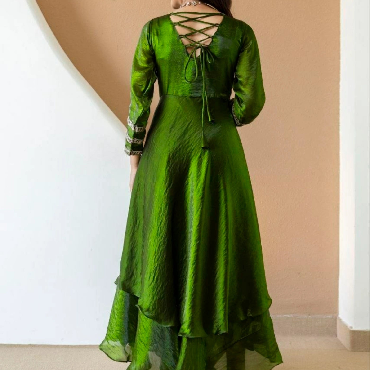 Meher Fendi Silk Embroidered Gown Set